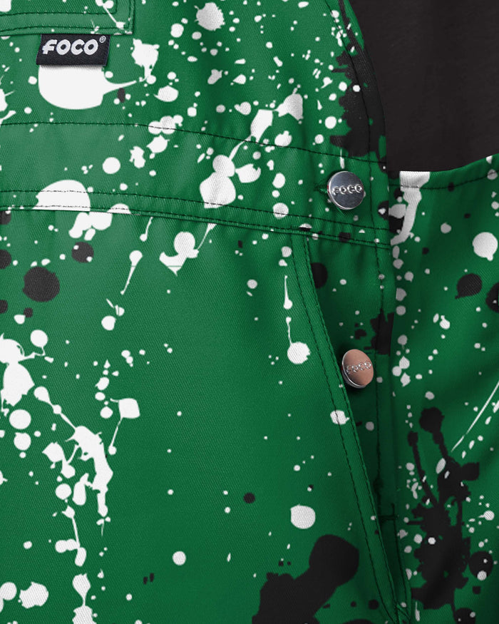 Philadelphia Eagles Mens Kelly Green Paint Splatter Bib Shortalls FOCO - FOCO.com