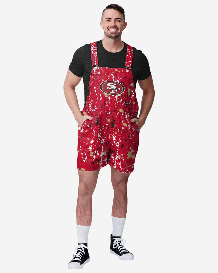 San Francisco 49ers Mens Paint Splatter Bib Shortalls FOCO S - FOCO.com