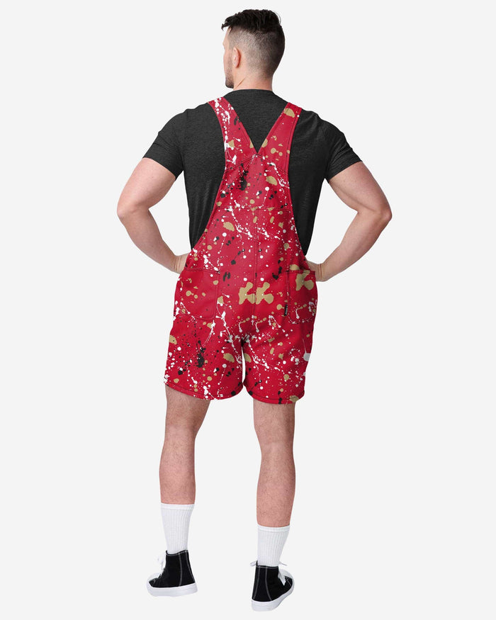 San Francisco 49ers Mens Paint Splatter Bib Shortalls FOCO - FOCO.com