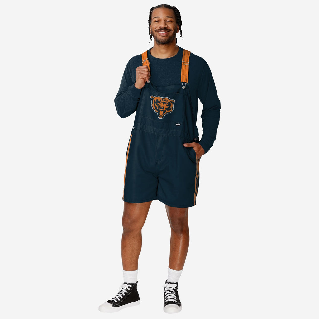 Chicago Bears Mens Team Stripe Bib Shortalls FOCO S - FOCO.com