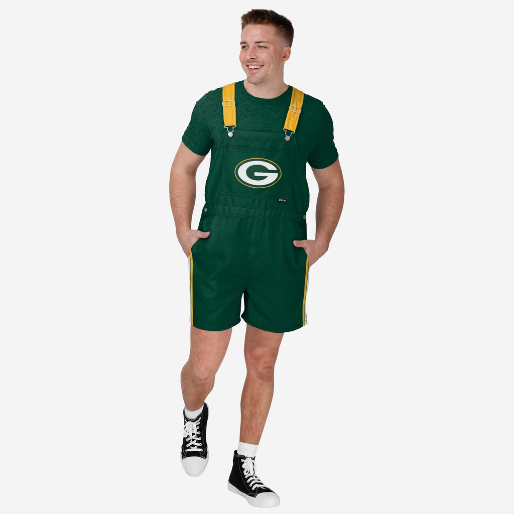 Green Bay Packers Mens Team Stripe Bib Shortalls FOCO S - FOCO.com