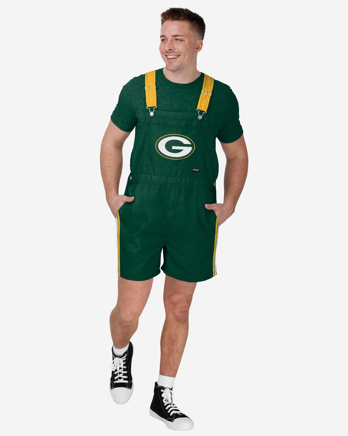 Green Bay Packers Mens Team Stripe Bib Shortalls FOCO S - FOCO.com