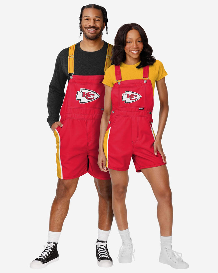 Kansas City Chiefs Mens Team Stripe Bib Shortalls FOCO - FOCO.com