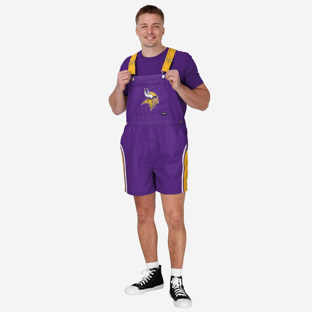 Minnesota Vikings Mens Team Stripe Bib Shortalls FOCO S - FOCO.com