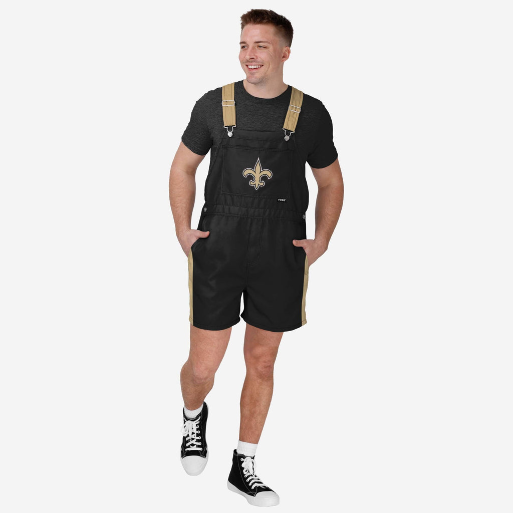 New Orleans Saints Mens Team Stripe Bib Shortalls FOCO S - FOCO.com