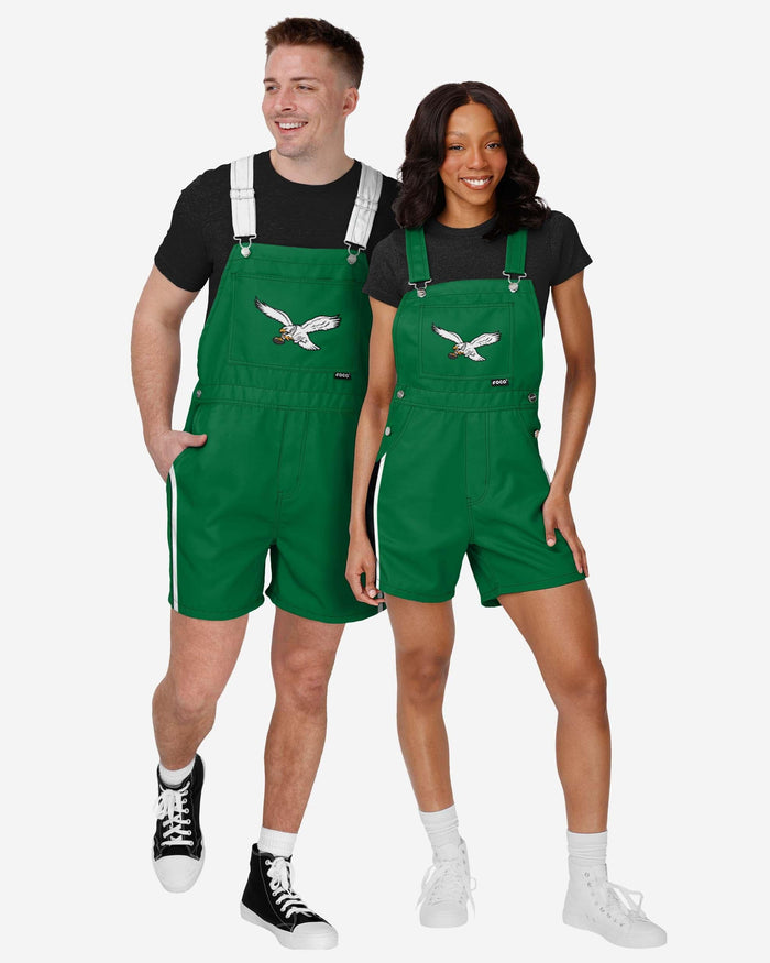 Philadelphia Eagles Mens Kelly Green Team Stripe Bib Shortalls FOCO - FOCO.com