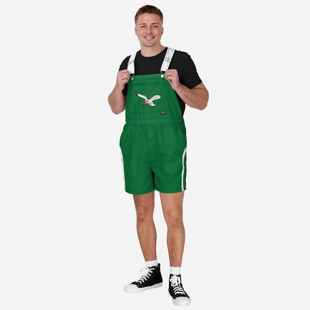 Philadelphia Eagles Mens Kelly Green Team Stripe Bib Shortalls FOCO S - FOCO.com