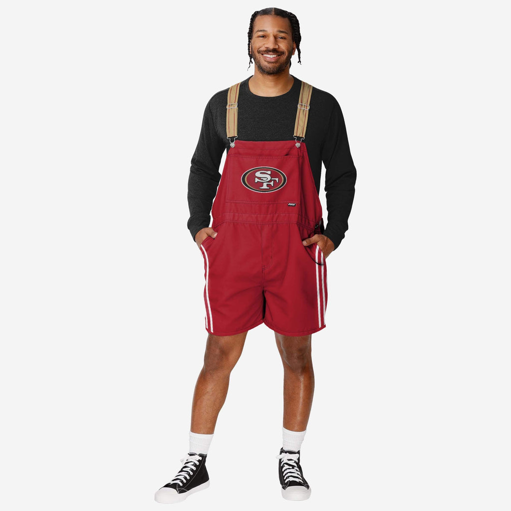 San Francisco 49ers Mens Team Stripe Bib Shortalls FOCO S - FOCO.com