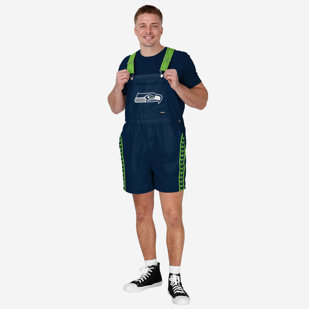 Seattle Seahawks Mens Team Stripe Bib Shortalls FOCO S - FOCO.com