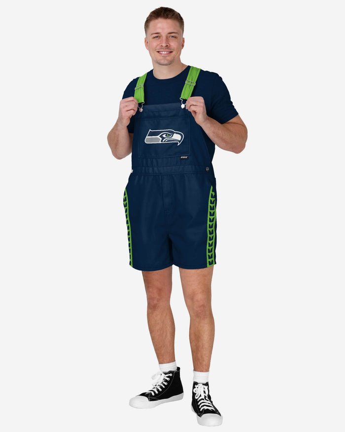 Seattle Seahawks Mens Team Stripe Bib Shortalls FOCO S - FOCO.com