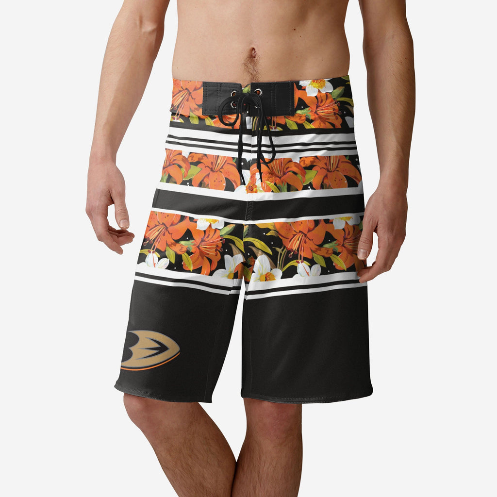 Anaheim Ducks Floral Stripe Boardshorts FOCO S - FOCO.com