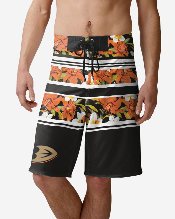 Anaheim Ducks Floral Stripe Boardshorts FOCO S - FOCO.com