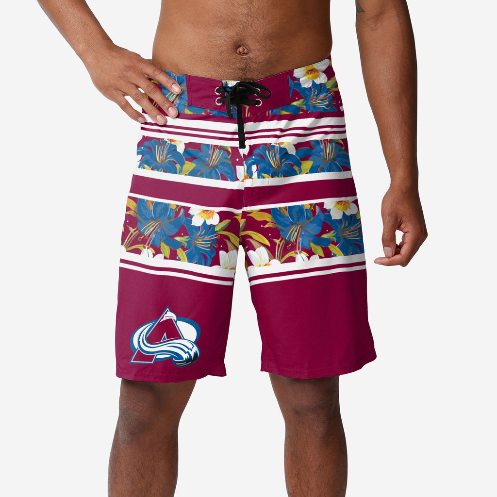 Colorado Avalanche Floral Stripe Boardshorts FOCO S - FOCO.com