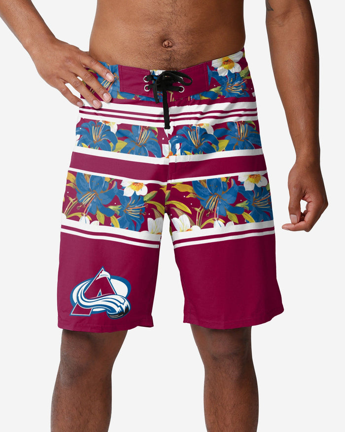 Colorado Avalanche Floral Stripe Boardshorts FOCO S - FOCO.com