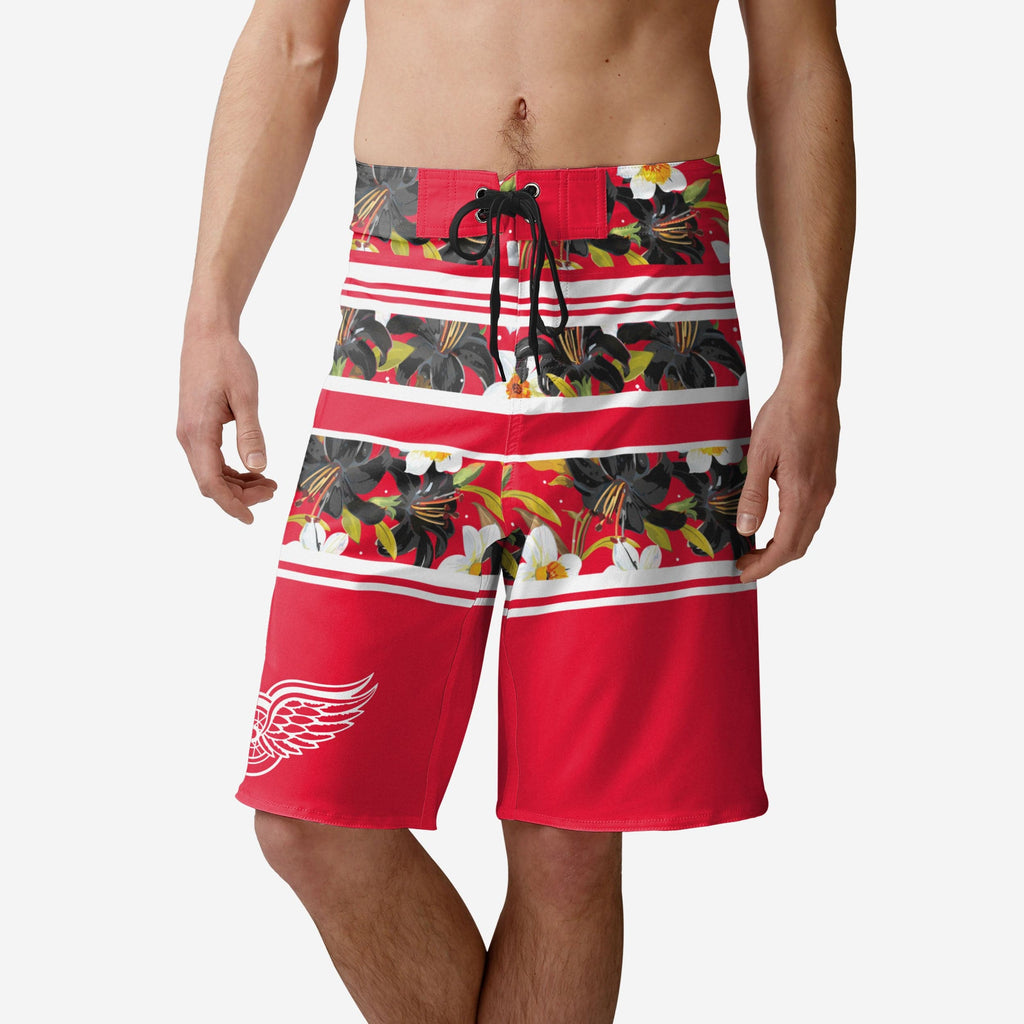 Detroit Red Wings Floral Stripe Boardshorts FOCO S - FOCO.com