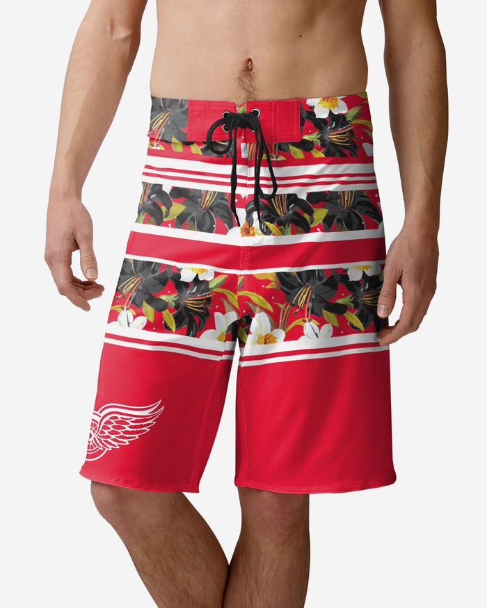 Detroit Red Wings Floral Stripe Boardshorts FOCO S - FOCO.com