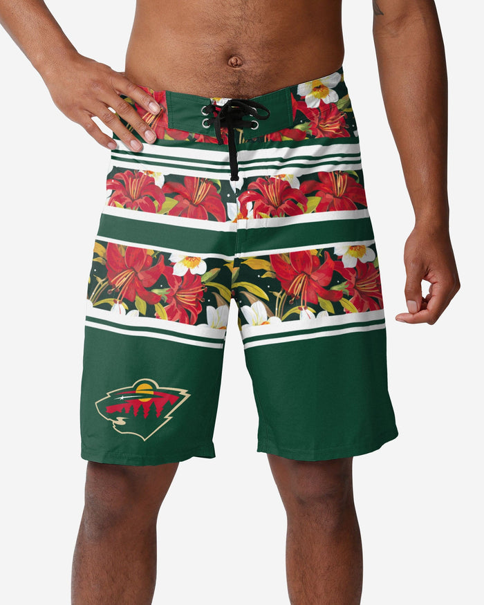 Minnesota Wild Floral Stripe Boardshorts FOCO S - FOCO.com