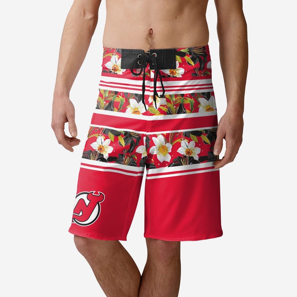 New Jersey Devils Floral Stripe Boardshorts FOCO S - FOCO.com