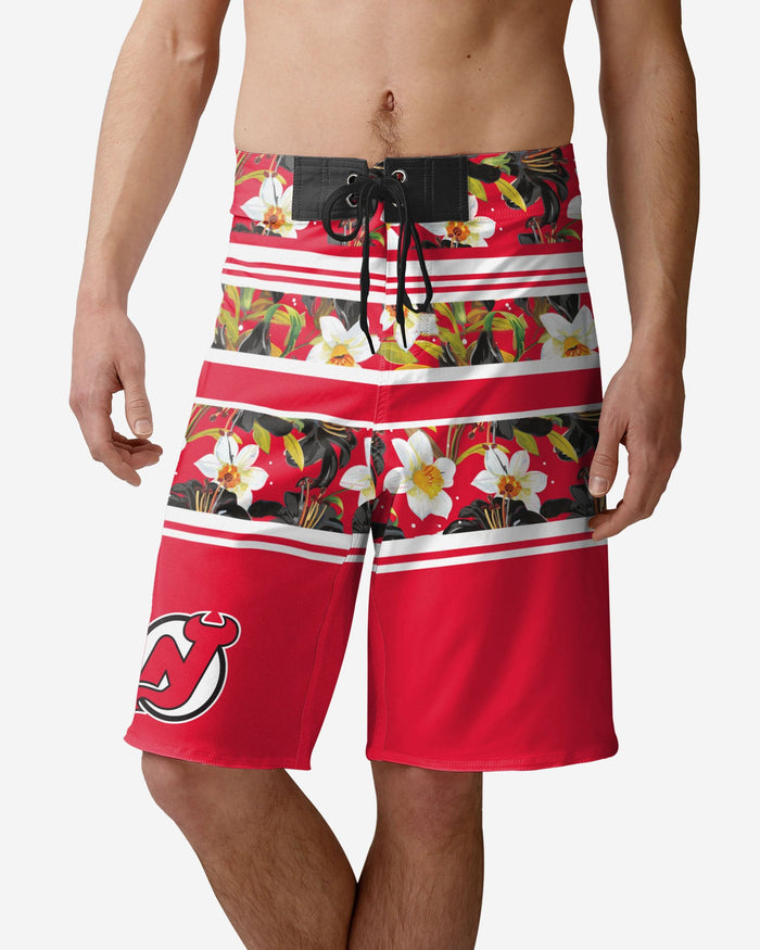 New Jersey Devils Floral Stripe Boardshorts FOCO S - FOCO.com