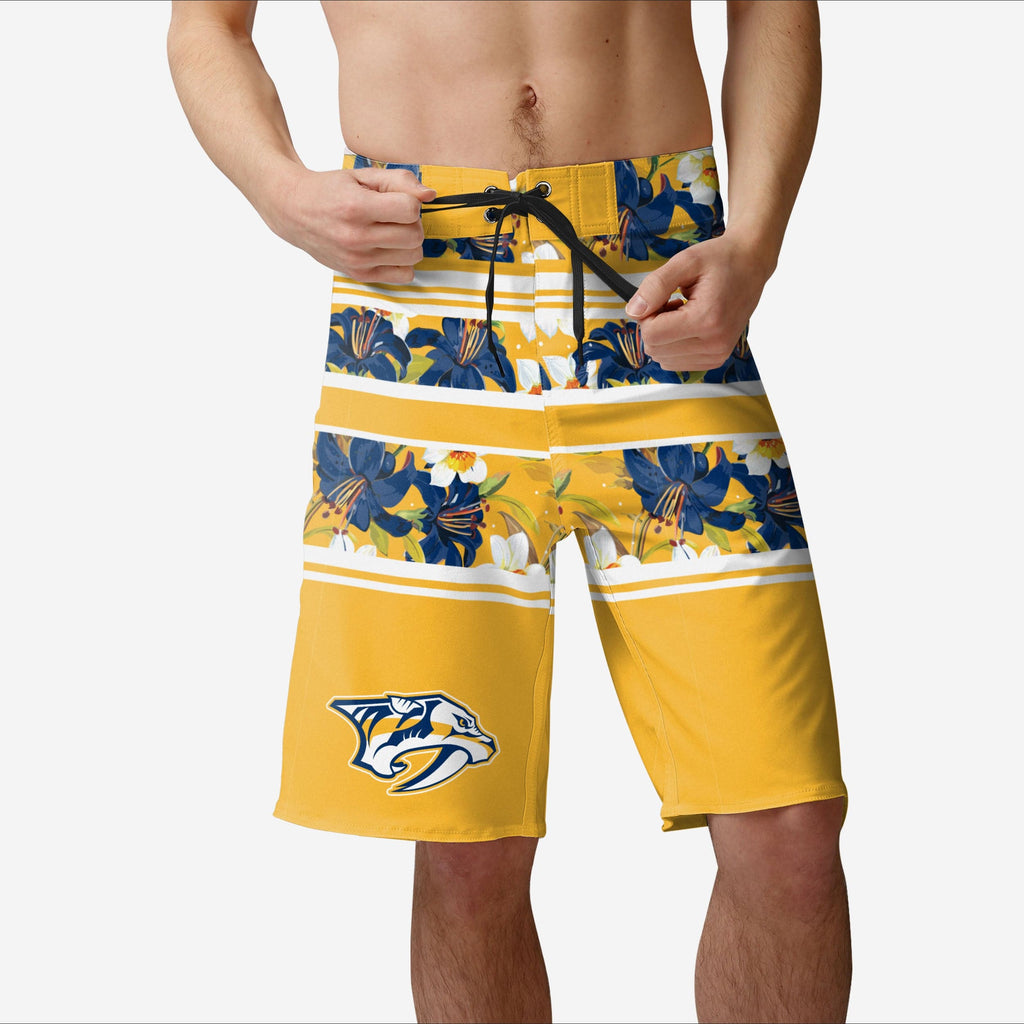 Nashville Predators Floral Stripe Boardshorts FOCO S - FOCO.com