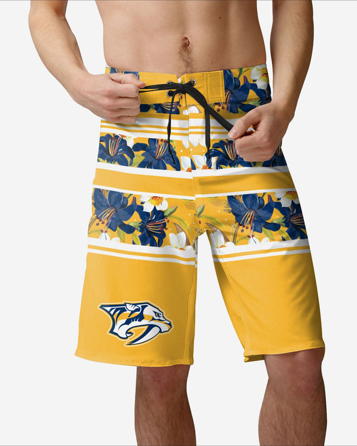 Nashville Predators Floral Stripe Boardshorts FOCO S - FOCO.com