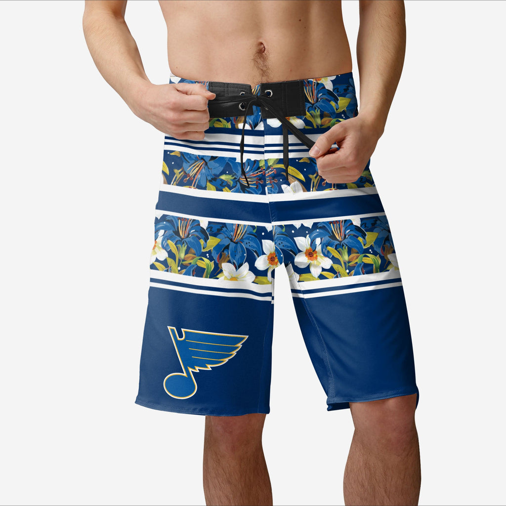 St Louis Blues Floral Stripe Boardshorts FOCO S - FOCO.com