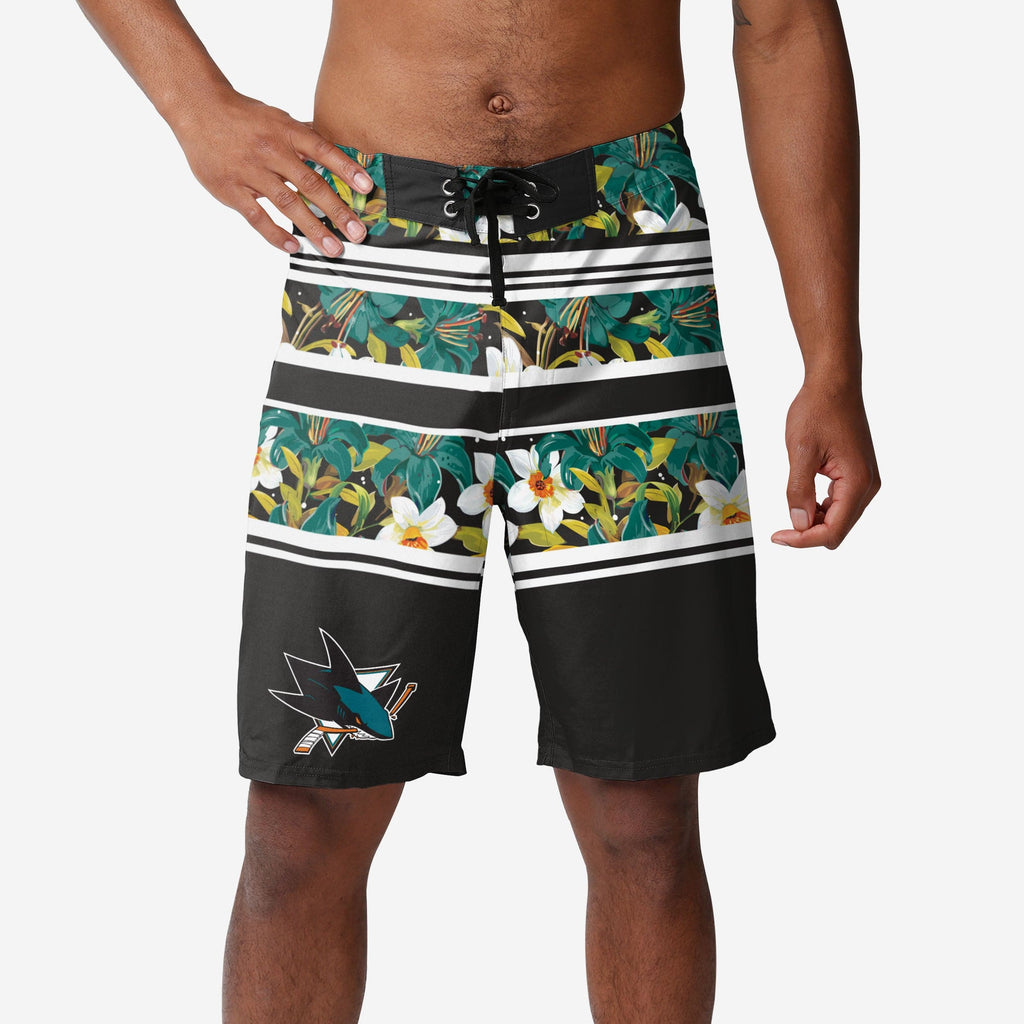 San Jose Sharks Floral Stripe Boardshorts FOCO S - FOCO.com