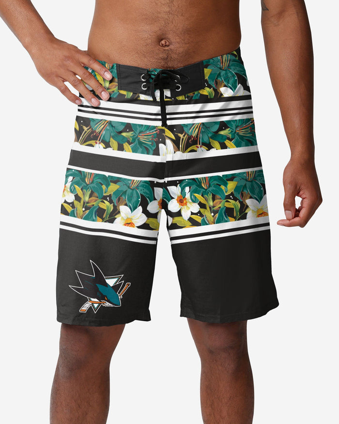 San Jose Sharks Floral Stripe Boardshorts FOCO S - FOCO.com