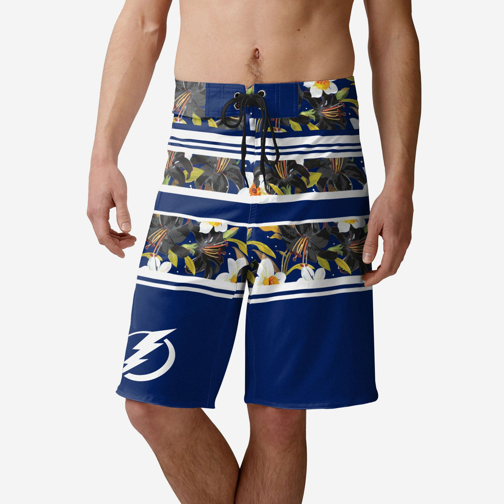 Tampa Bay Lightning Floral Stripe Boardshorts FOCO S - FOCO.com