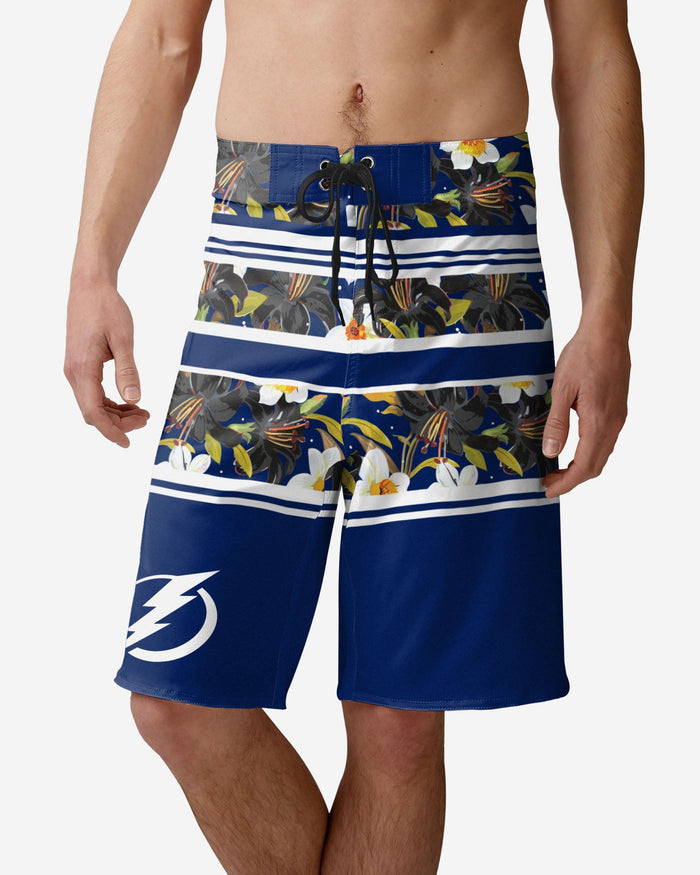 Tampa Bay Lightning Floral Stripe Boardshorts FOCO S - FOCO.com