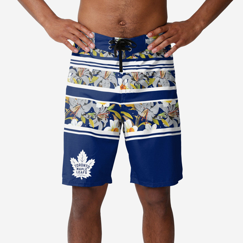 Toronto Maple Leafs Floral Stripe Boardshorts FOCO S - FOCO.com