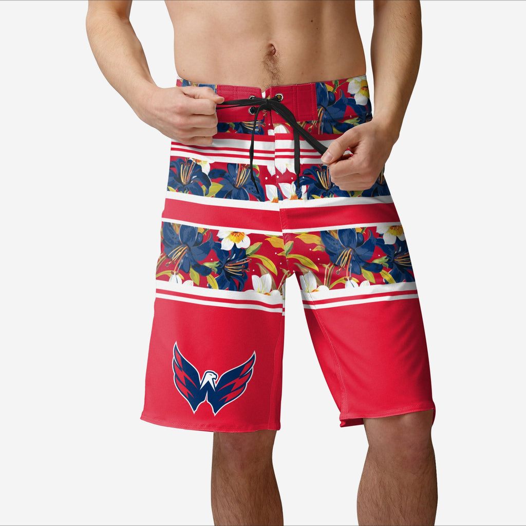 Washington Capitals Floral Stripe Boardshorts FOCO S - FOCO.com