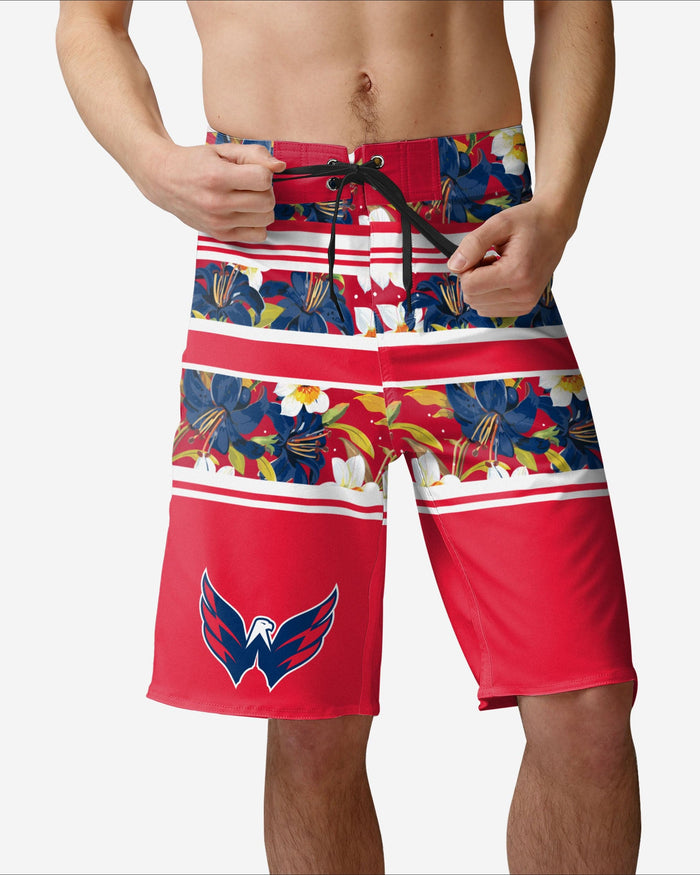 Washington Capitals Floral Stripe Boardshorts FOCO S - FOCO.com