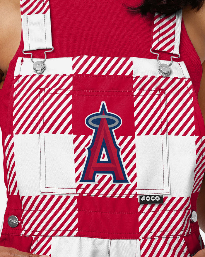 Los Angeles Angels Womens Plaid Bib Shortalls FOCO - FOCO.com