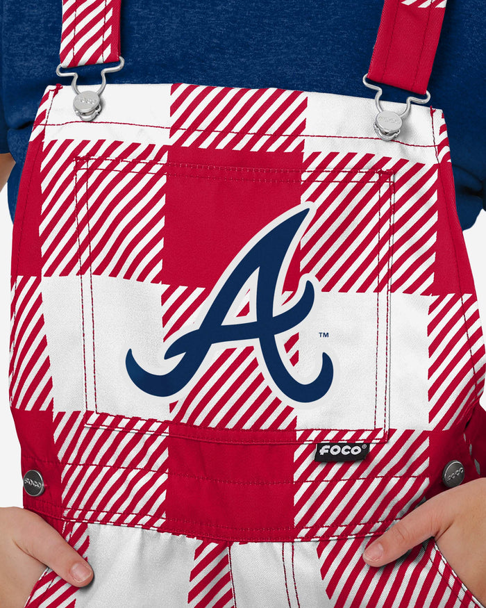 Atlanta Braves Womens Plaid Bib Shortalls FOCO - FOCO.com