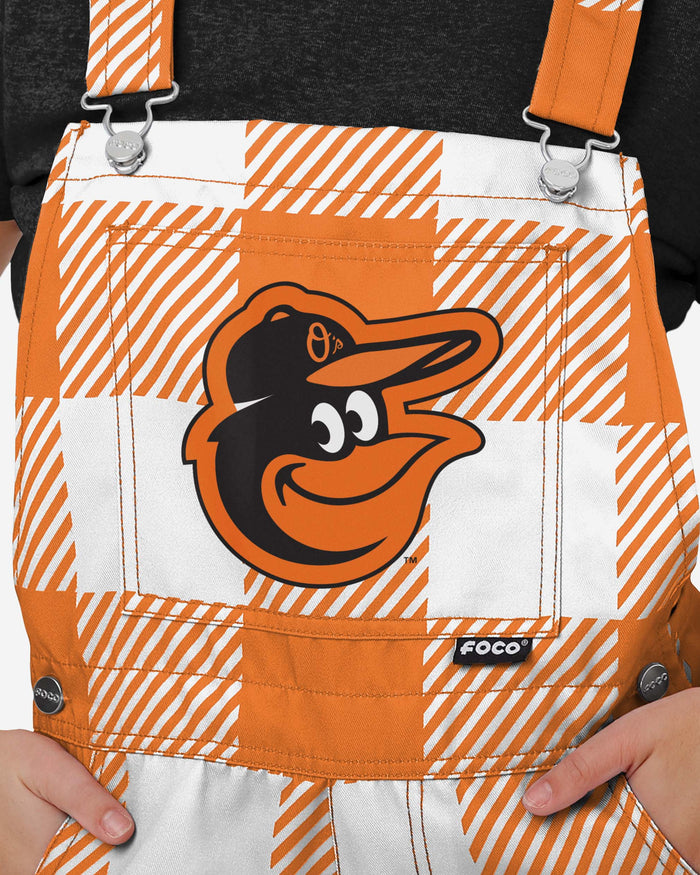 Baltimore Orioles Womens Plaid Bib Shortalls FOCO - FOCO.com