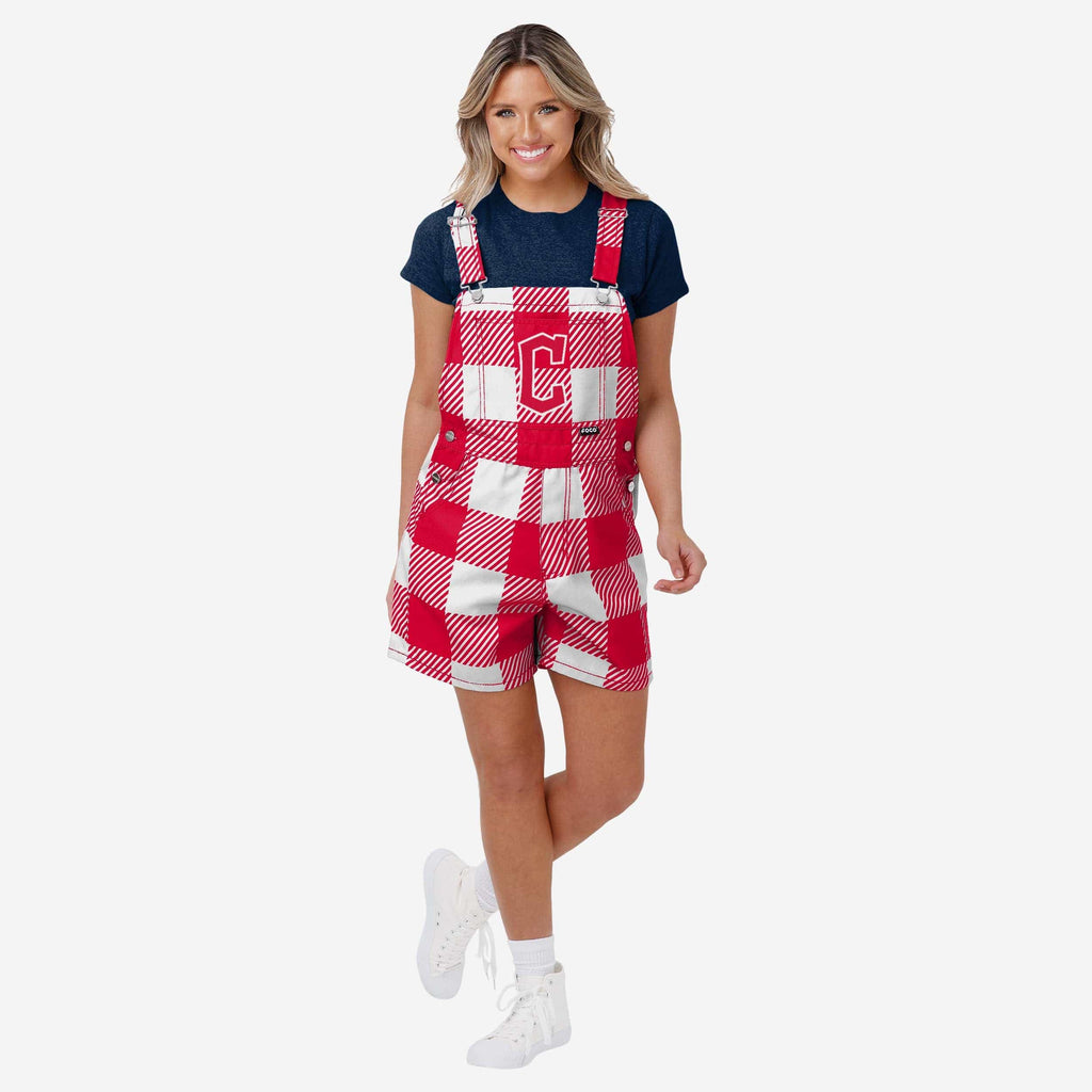 Cleveland Guardians Womens Plaid Bib Shortalls FOCO XS - FOCO.com