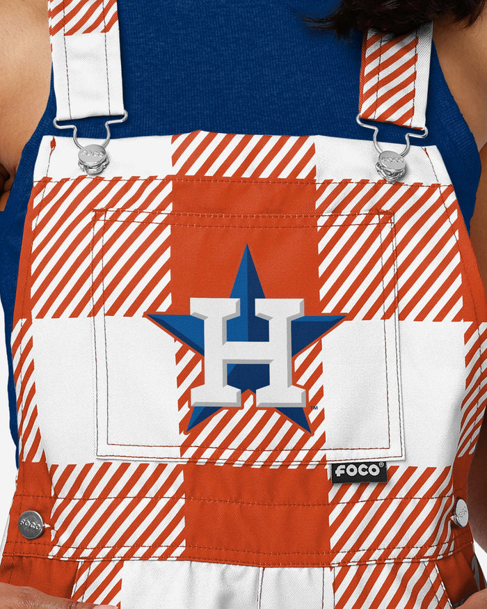 Houston Astros Womens Plaid Bib Shortalls FOCO - FOCO.com