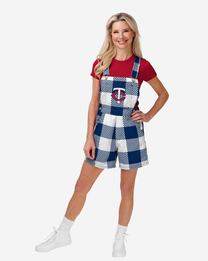 Minnesota Twins Womens Plaid Bib Shortalls FOCO XS - FOCO.com