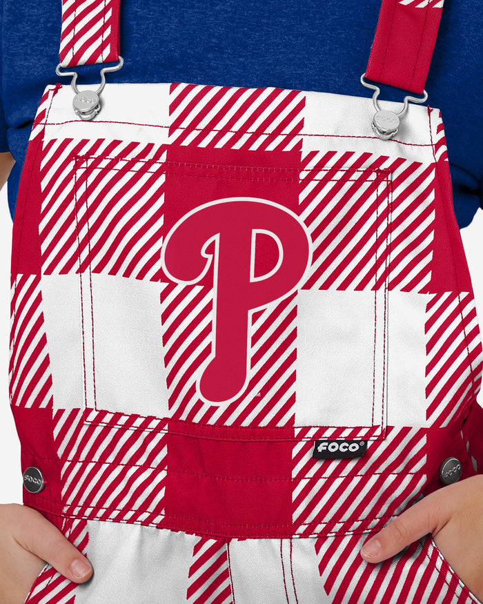 Philadelphia Phillies Womens Plaid Bib Shortalls FOCO - FOCO.com