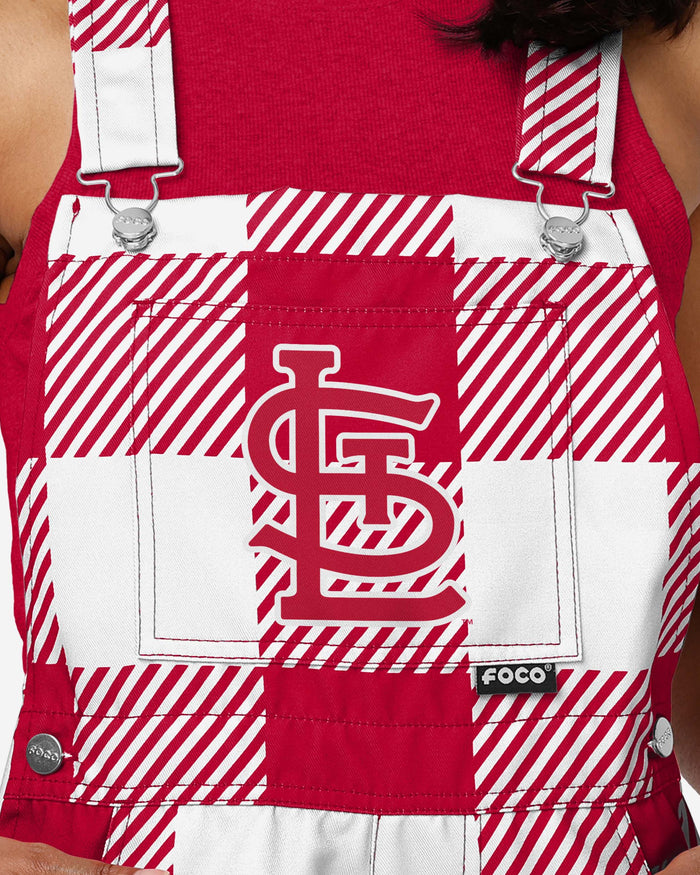 St Louis Cardinals Womens Plaid Bib Shortalls FOCO - FOCO.com