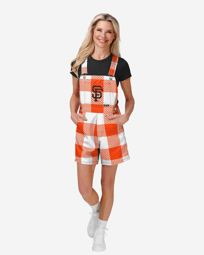 San Francisco Giants Womens Plaid Bib Shortalls FOCO XS - FOCO.com