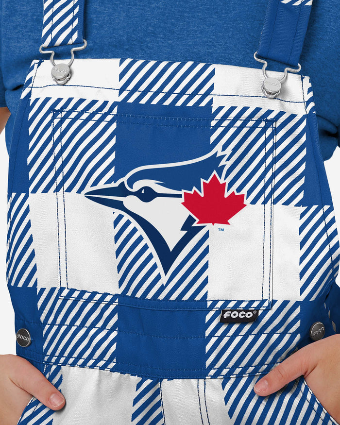 Toronto Blue Jays Womens Plaid Bib Shortalls FOCO - FOCO.com