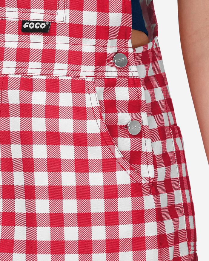 Boston Red Sox Womens Gingham Check Bib Shortalls FOCO - FOCO.com