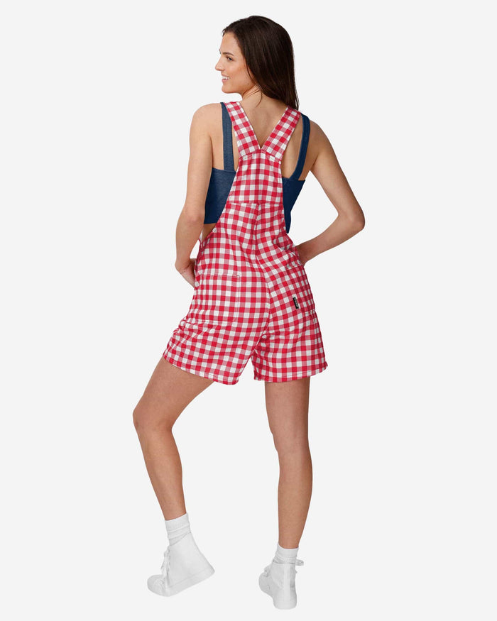 Boston Red Sox Womens Gingham Check Bib Shortalls FOCO - FOCO.com