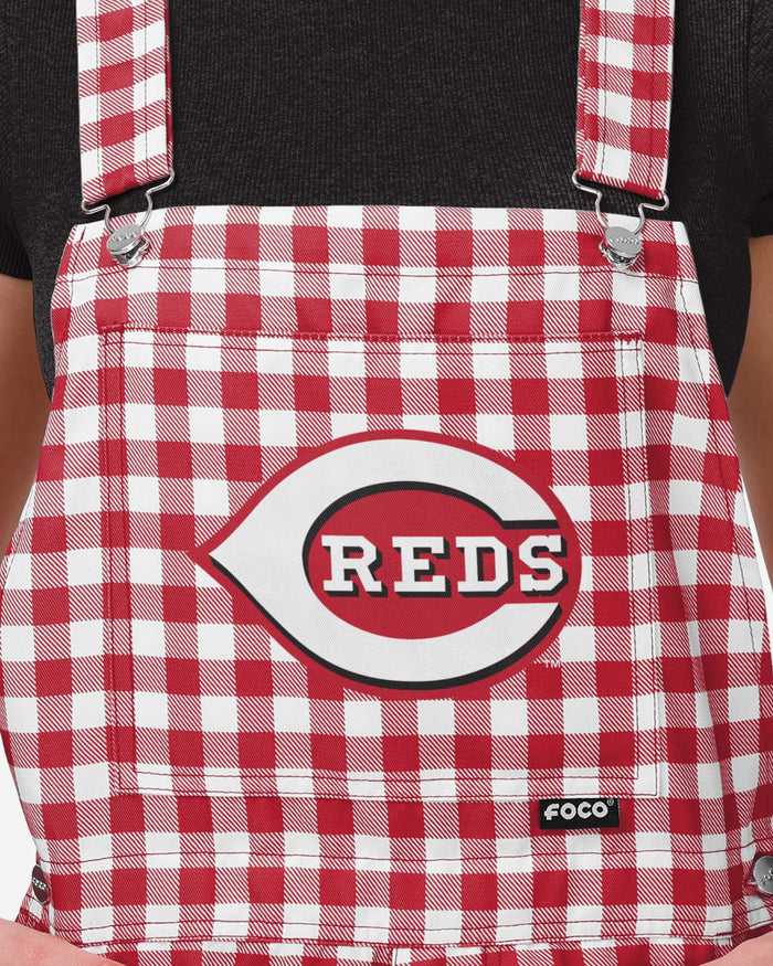 Cincinnati Reds Womens Gingham Check Bib Shortalls FOCO - FOCO.com