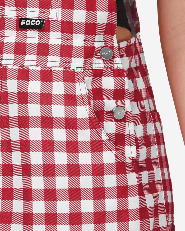 Cincinnati Reds Womens Gingham Check Bib Shortalls FOCO - FOCO.com