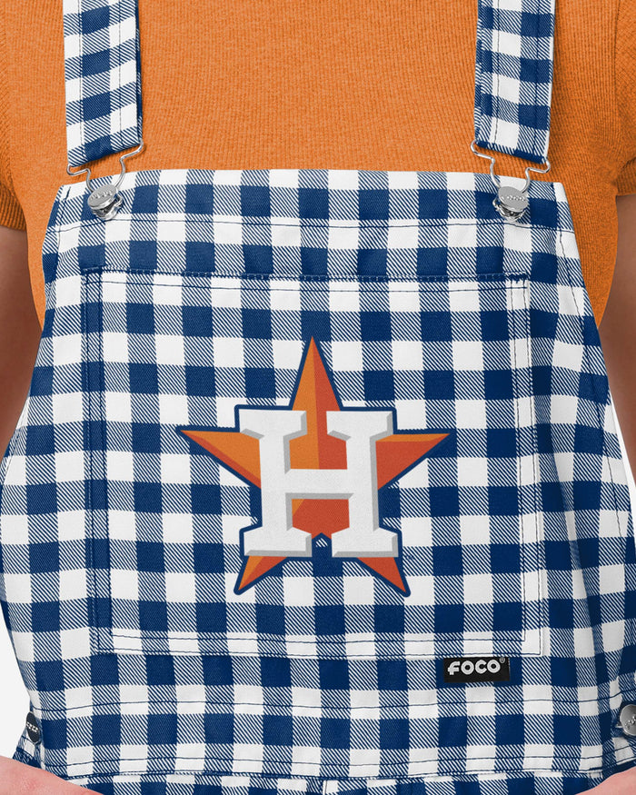 Houston Astros Womens Gingham Check Bib Shortalls FOCO - FOCO.com