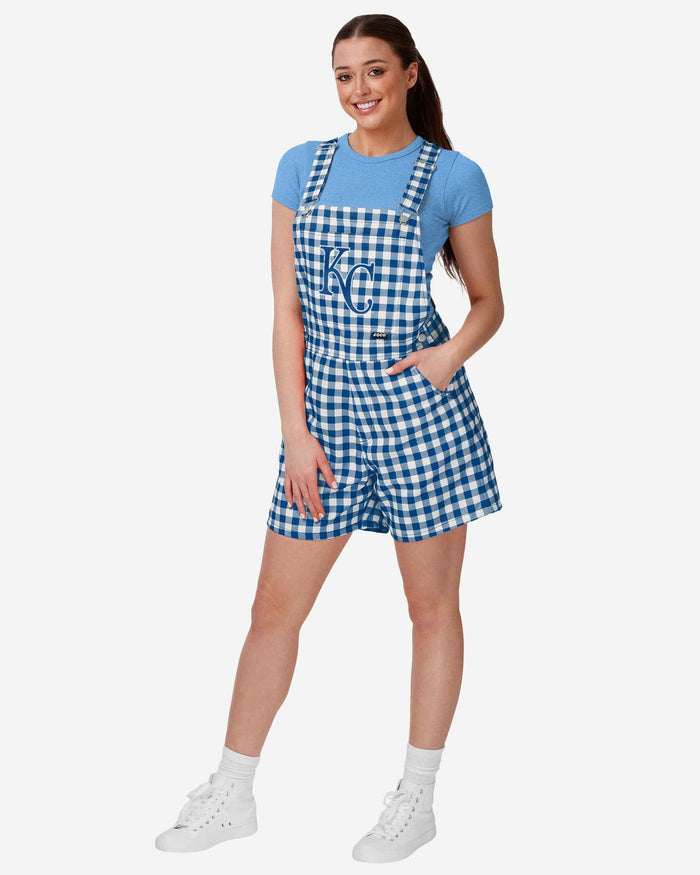 Kansas City Royals Womens Gingham Check Bib Shortalls FOCO XS - FOCO.com