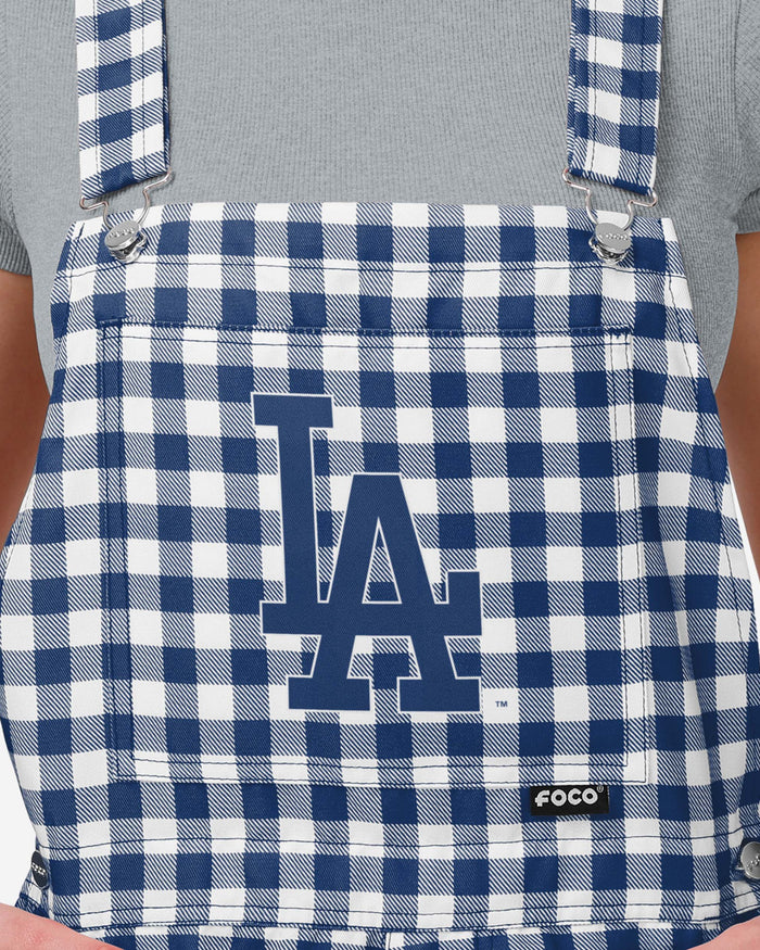 Los Angeles Dodgers Womens Gingham Check Bib Shortalls FOCO - FOCO.com